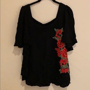 Black embroidered blouse